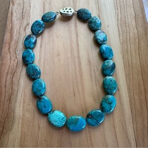 Tina Segel 18” Turquoise Necklace with Sterling Silver Box Clasp